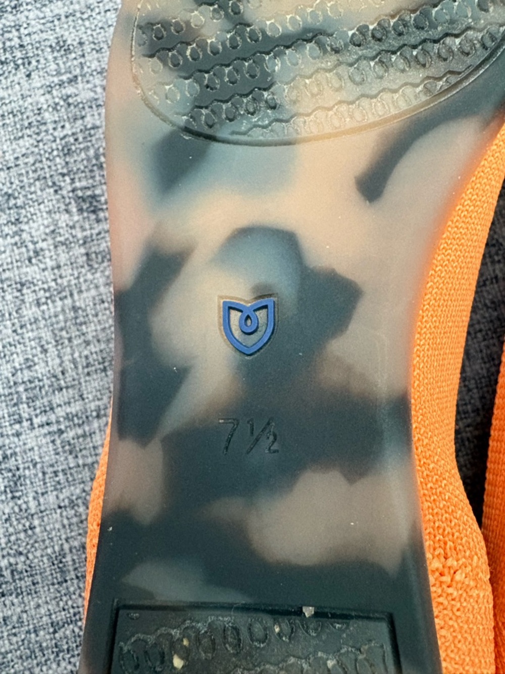 Rothy's Orange Pointed Knit Flats with Blue Trim - Picture 3 of 4